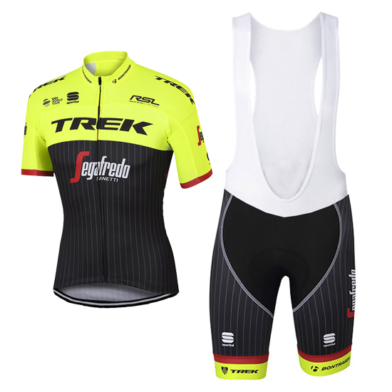 Trek Segafredo Kurzarmtrikot 2017 und Kurze Tragerhose grun und shwarz